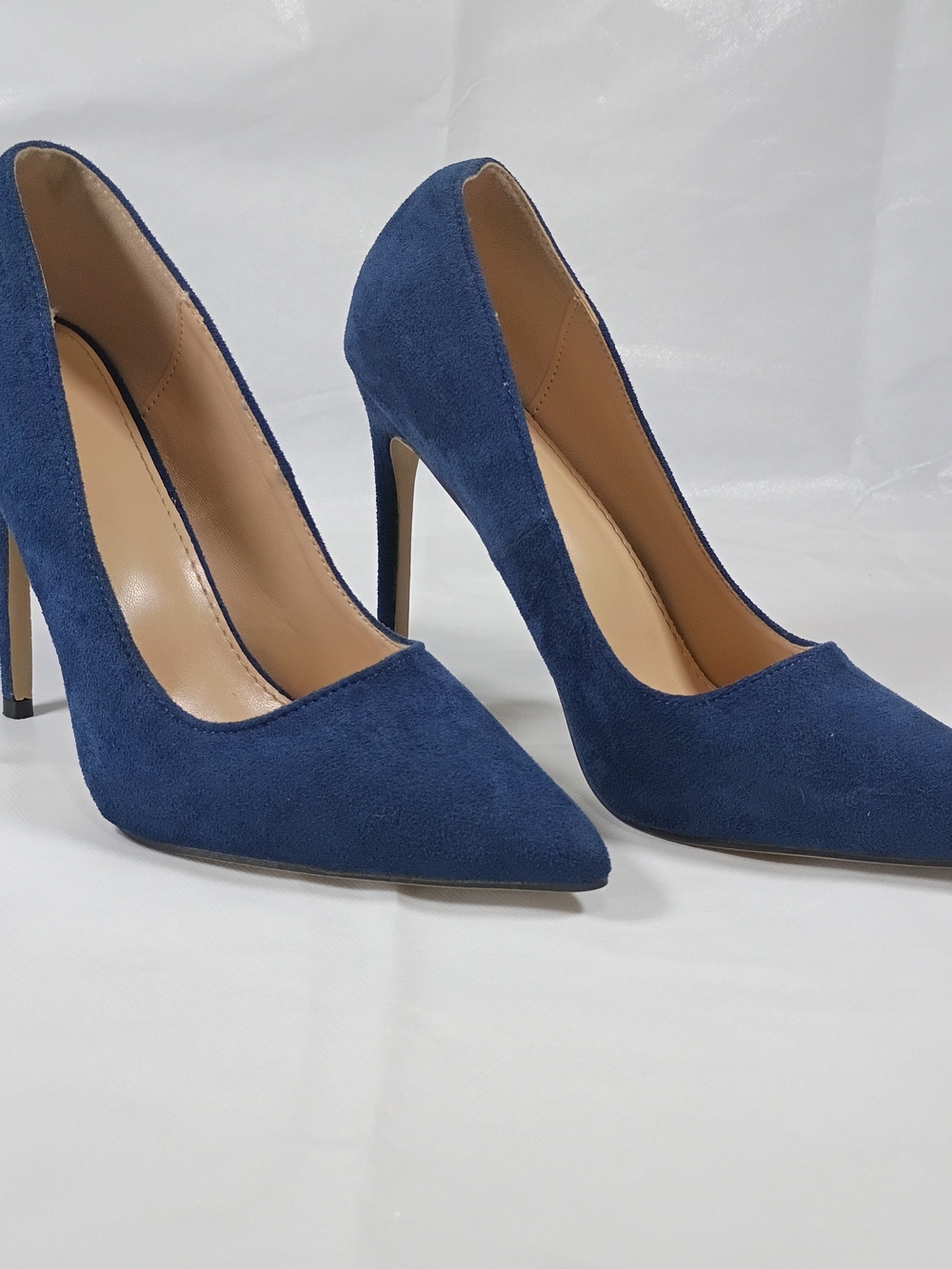 Classic Navy Suede Pointed-Toe High Heels - Women's Pumps